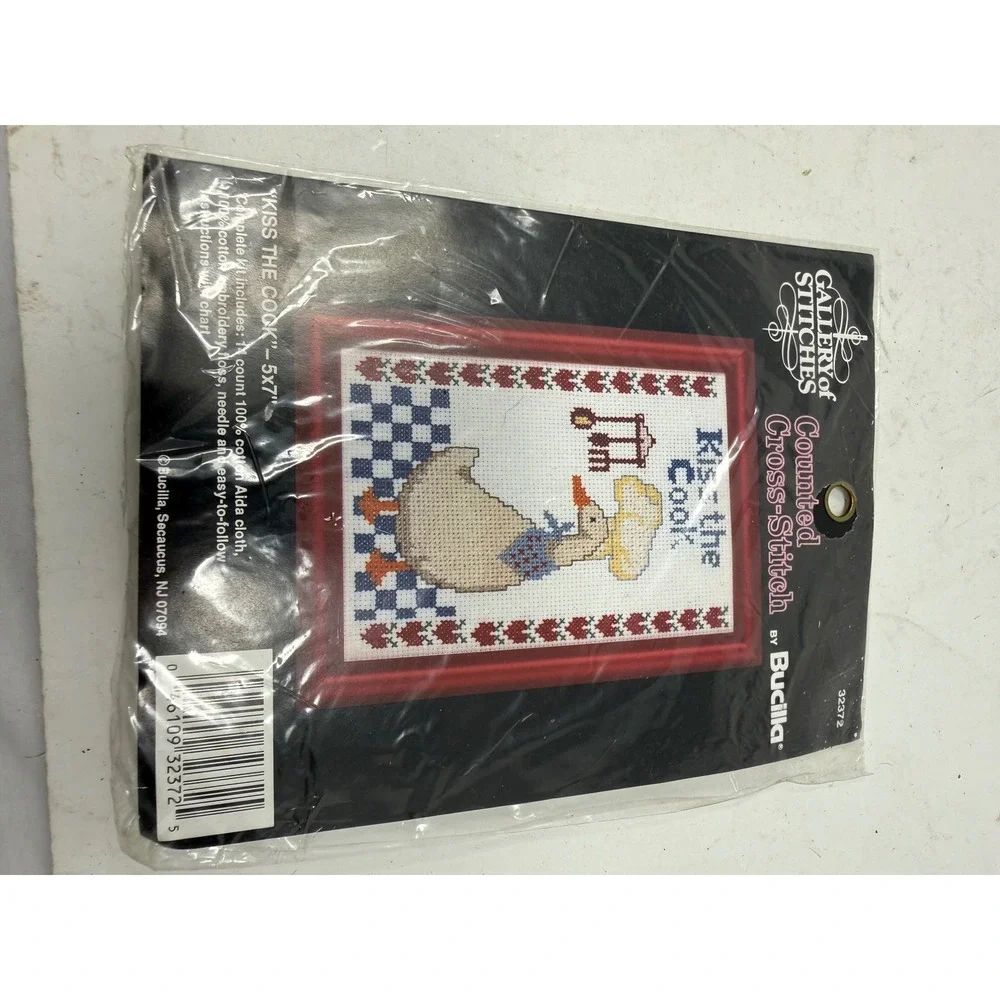 Bucilla Kiss the Cook Counted Cross Stitch Kit 32372 Goose Kitchen Decor 5x7 NEW